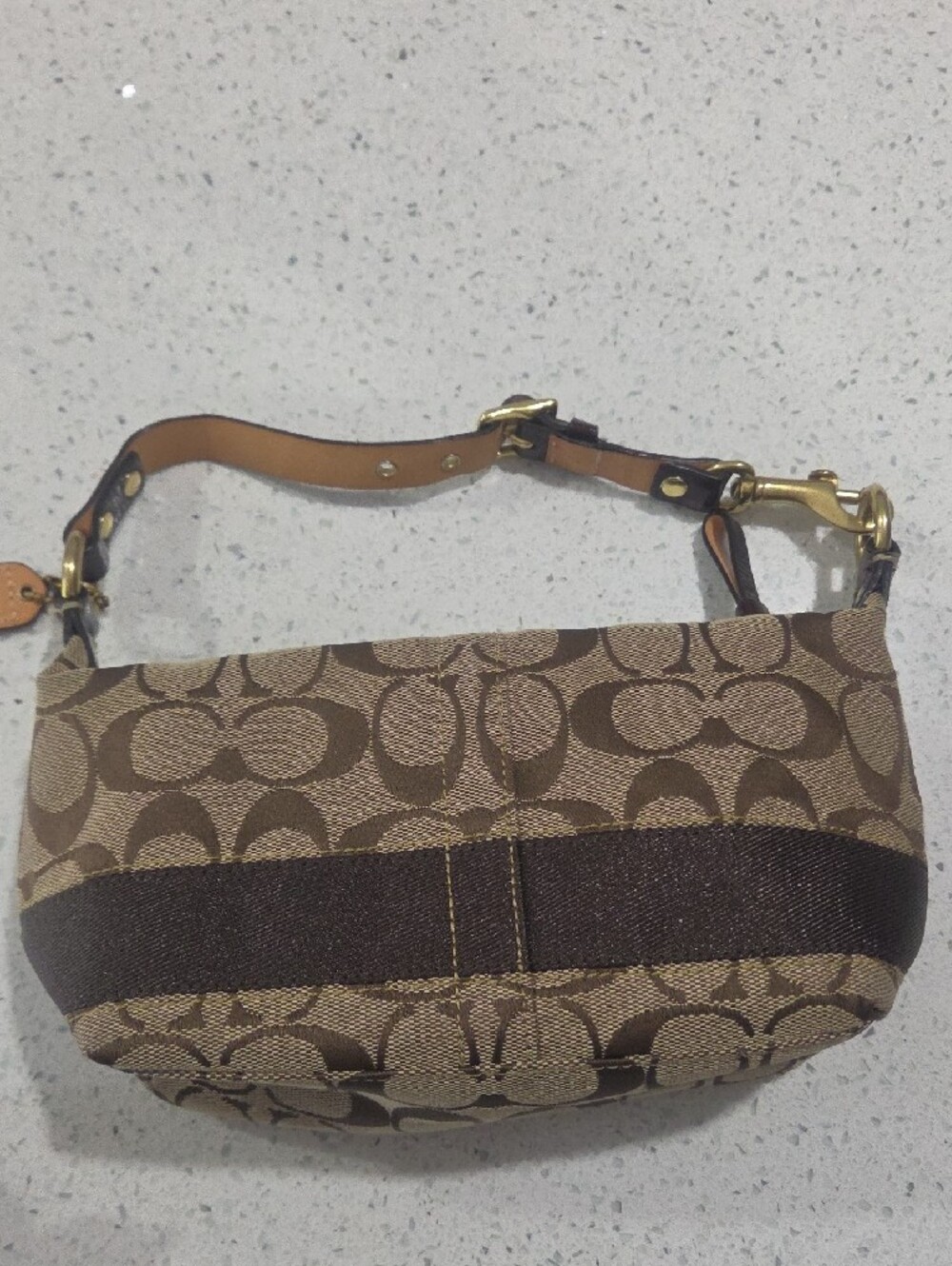 Vintage Coach Brown Signature Jacquard Bag with Dark Brown Trim - Picture 3 of 13